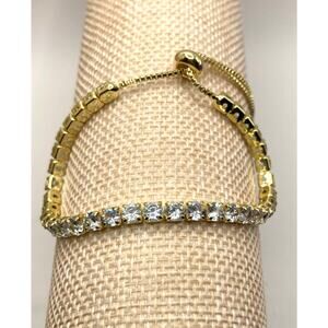 Women's Gold Overlay Slider Tennis Bracelet Made with Swarovski Elements Sz 9